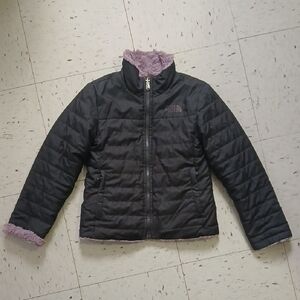 The North Face Kids Black Puffer with Purple Trim